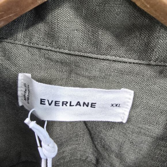 Everlane Shirt Mens 2XL XXL Green Linen Long Sleeve Button Down - Picture 4 of 14
